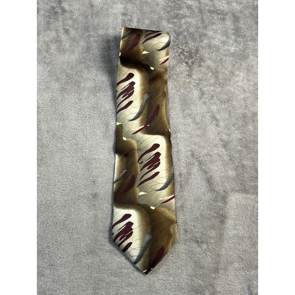 J. Garcia Mens Silk Tie Like a Twittering Machine Collection 14 Abstract Brown